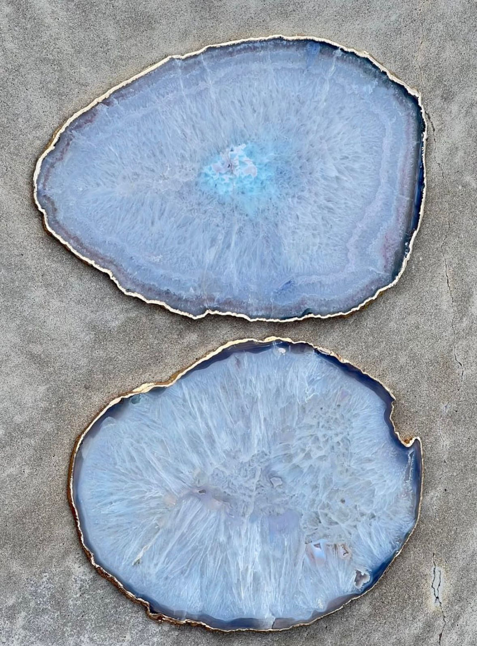 Bandeja Ágata Azul com Acabamento Prateado